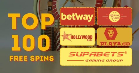 Picha ya matangazo ya free spins inaonyesha majina ya kampuni kadhaa za betting na kasino.