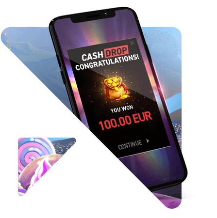 Skrini ya simu inaonyesha ujumbe wa ushindi wa pesa kwenye programu ya kasino.